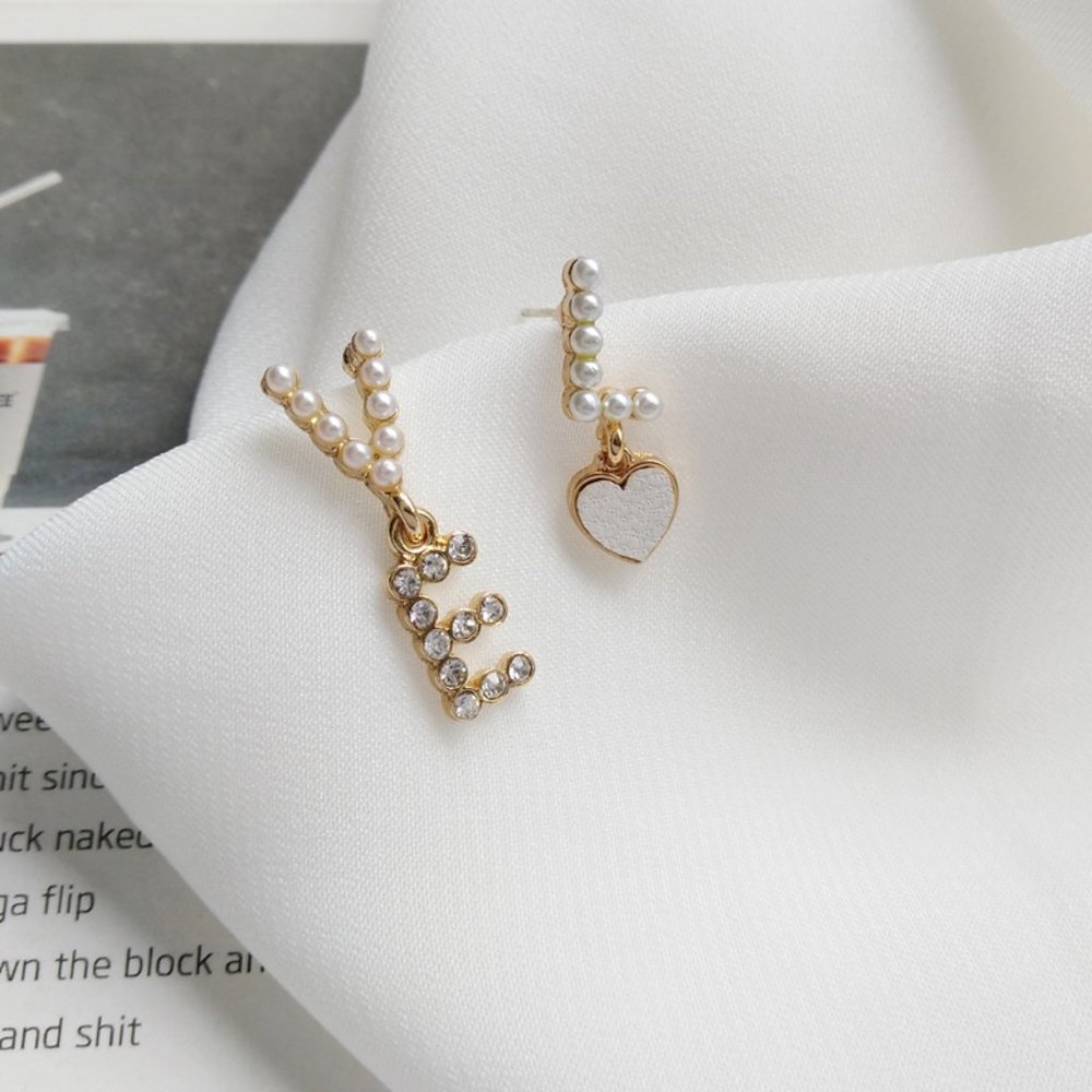 LOVE mini pearls rhinestone Drop Earrings - Picture 10 of 14